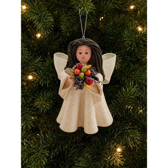 Avon Other - Avon Kneeded Angels Generosity Ornament Carol A Graziano Fruit Cornucopia Boxed